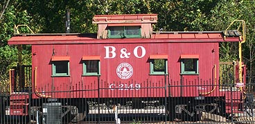 [photo, Baltimore and Ohio Railroad Caboose (C-2149), Baltimore and Ohio Railroad Station Museum, 2711 Maryland Ave., Ellicott City, Maryland]